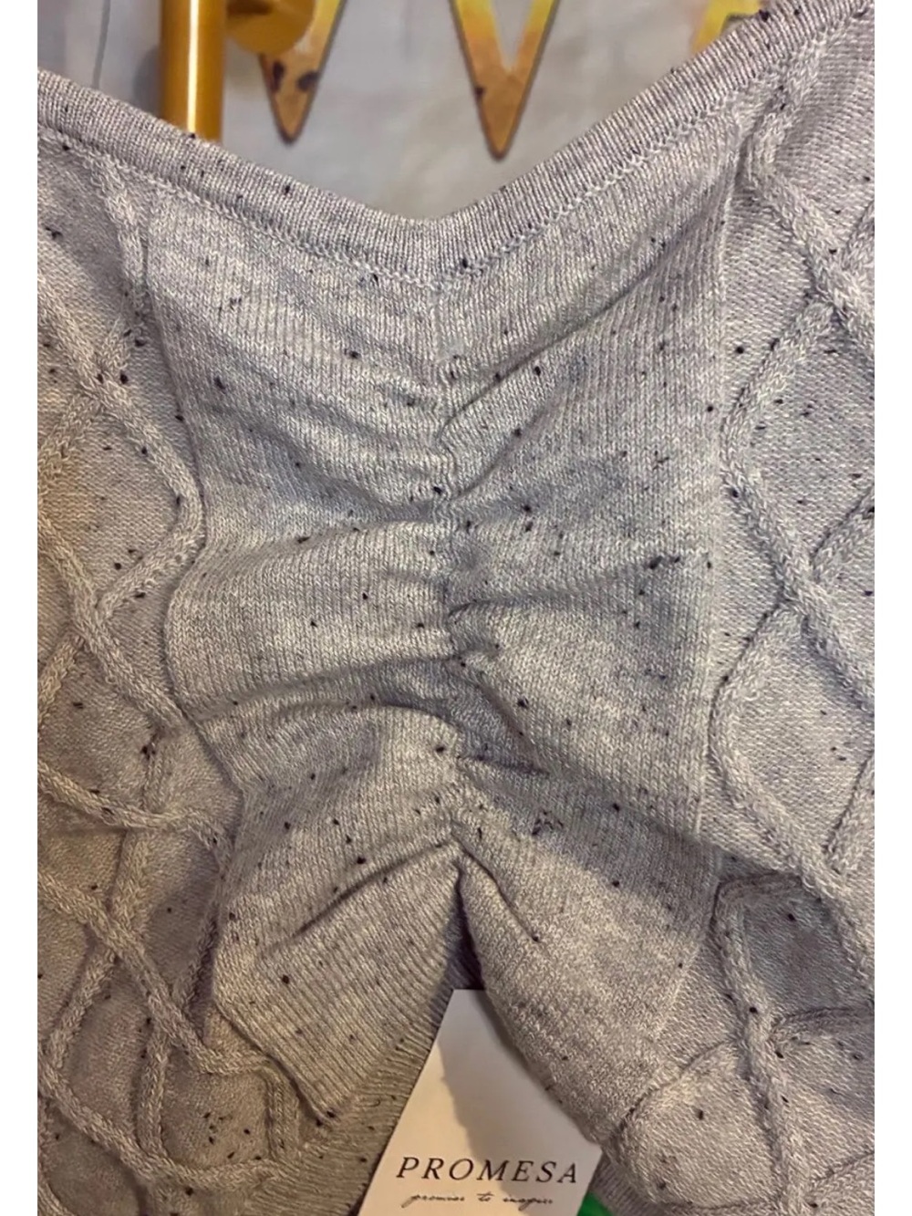 #220 Promesa cable knit cropped top sz S - Picture 2 of 5